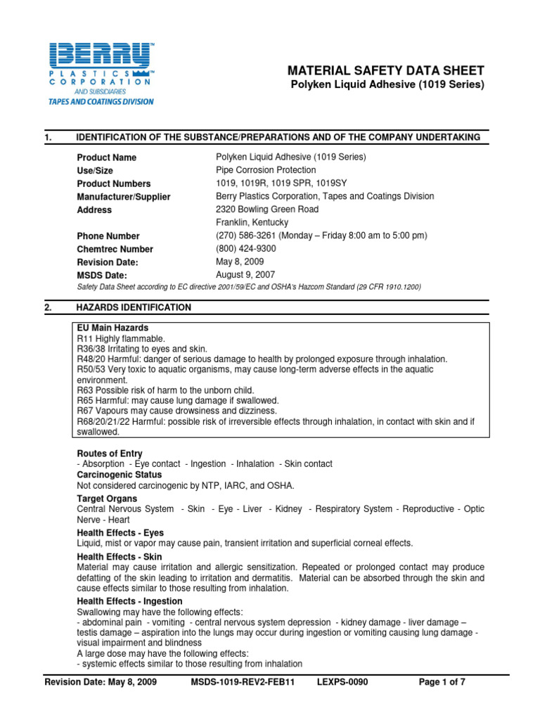 msds-polyken-1019-primer-pdf-toxicity-toxicology