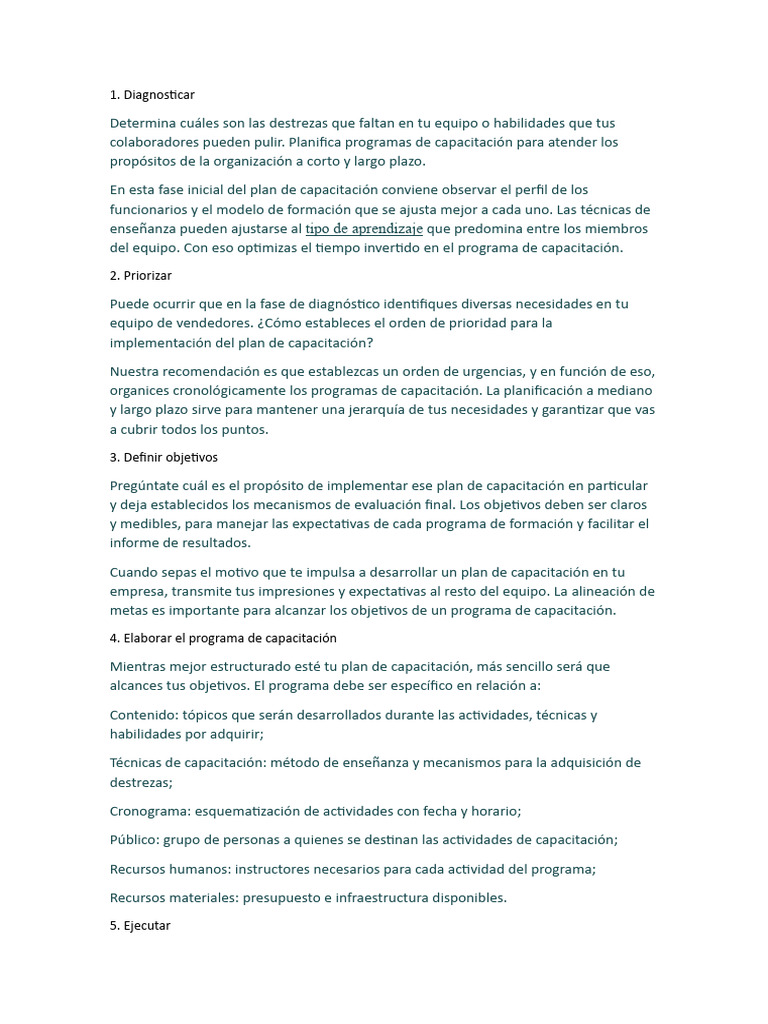 Plan de Capacitación Efectivo para Vendedores | PDF | Evaluación ...