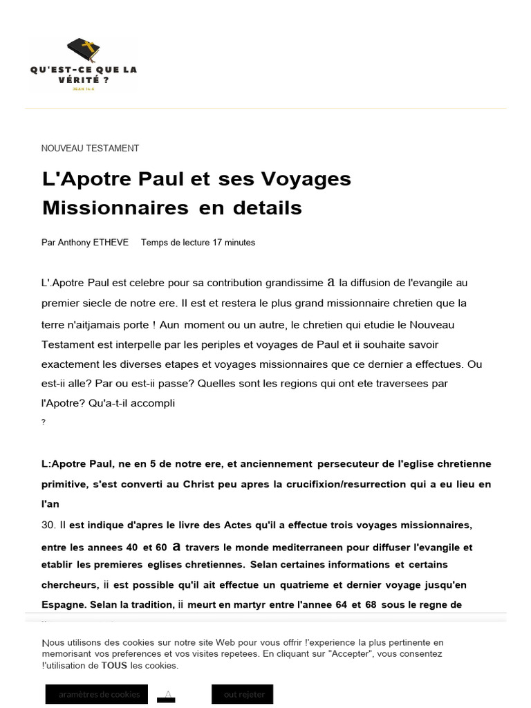 Voyages missionnaires de l'Apôtre Paul | PDF | Paul l'apôtre | Contenu ...
