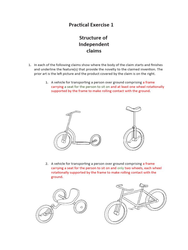 Answers Exercise 1 Recap Structure of Independent Claims Tuesday 9am ...