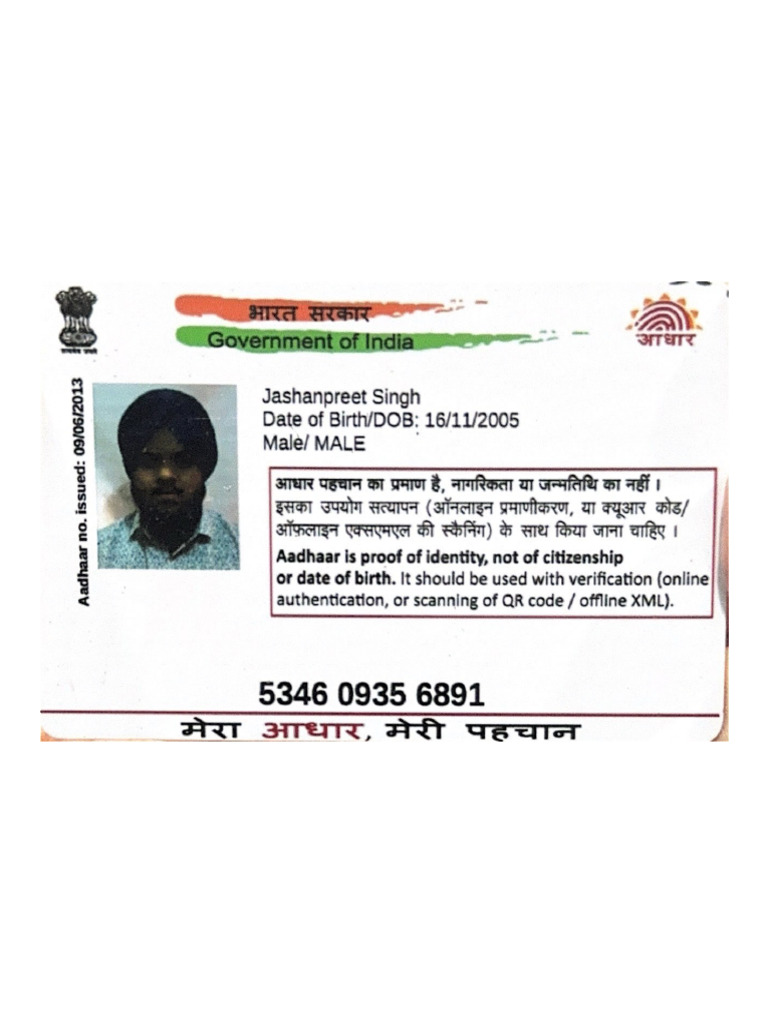 Aadhaar No. Issued 09062013 | PDF