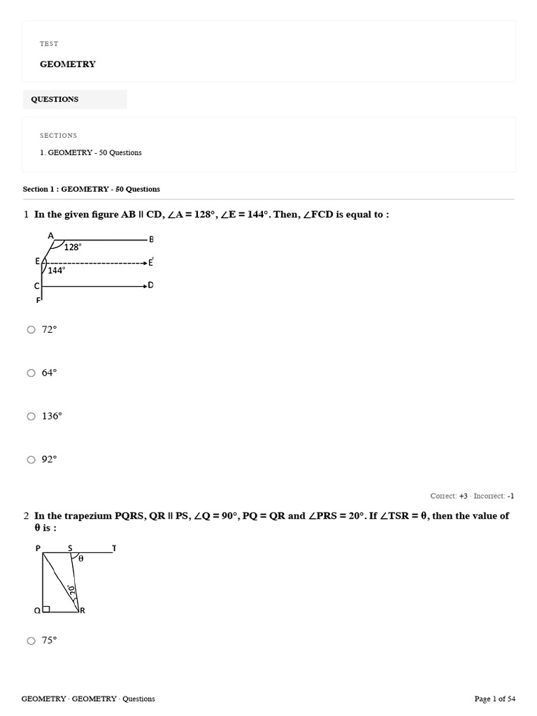 Geometry Questions for Class 7 | PDF | Triangle | Circle