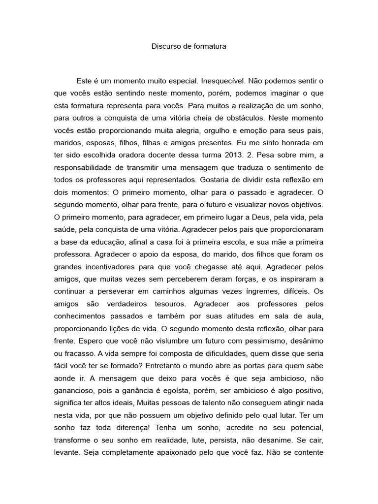 Discurso de Formatura | PDF