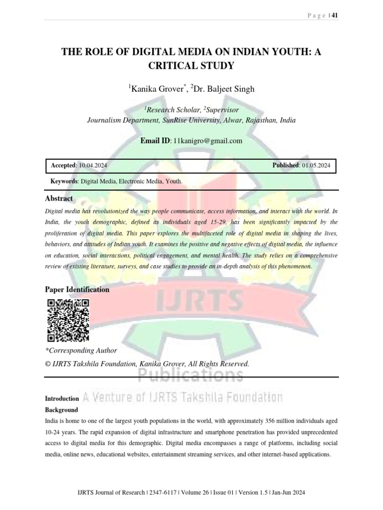 Impact of Digital Media on Indian Youth | PDF | Social Media | Popular ...