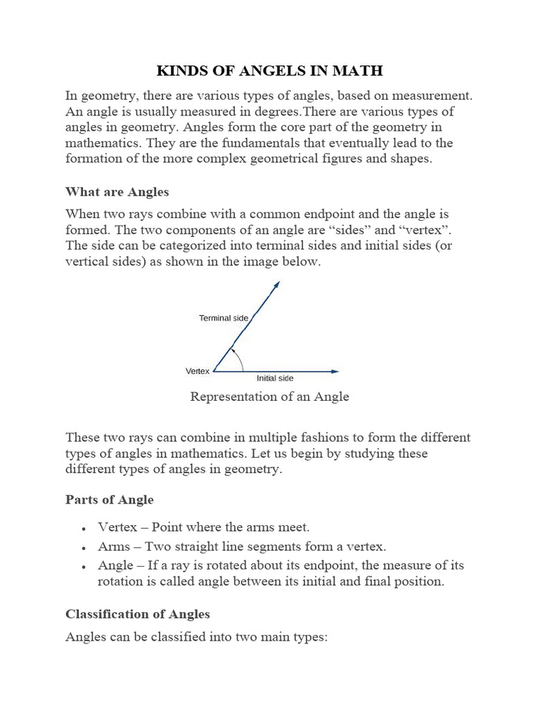 Types of Angles in Geometry Explained | PDF | Angle | Line (Geometry)
