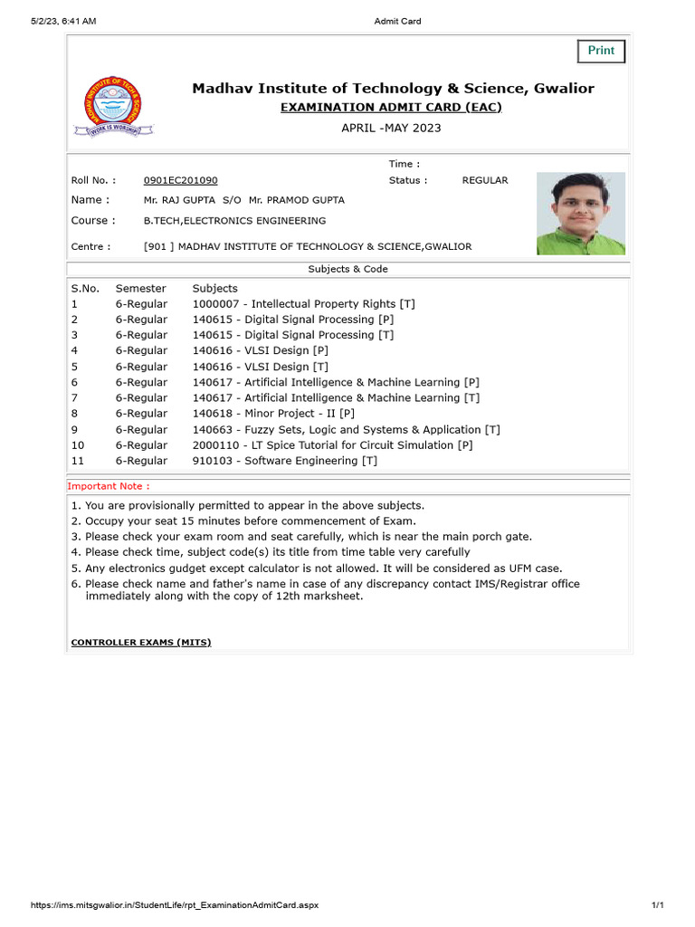 Admit Card 90 | PDF | Computing | Computer Science