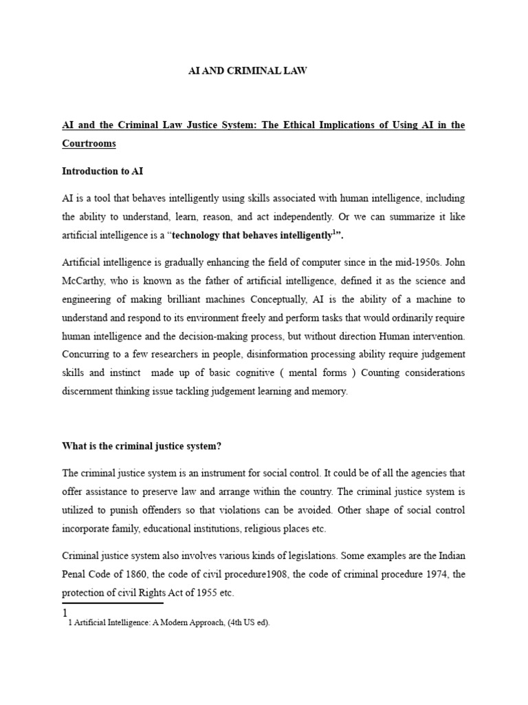 AI's Role in Criminal Justice Ethics | PDF | Artificial Intelligence ...