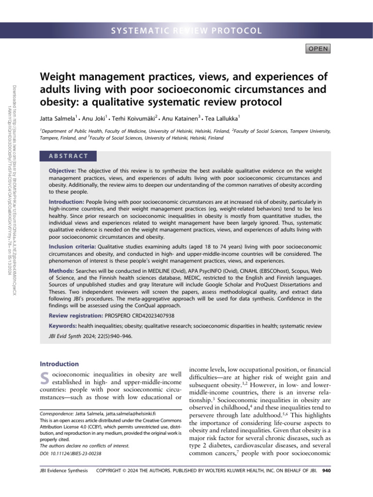 Weight Management Practices, Views, And.15 | PDF | Obesity | Systematic ...