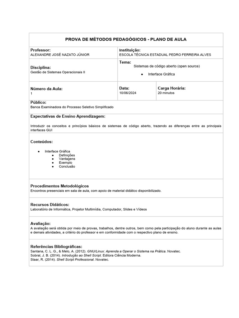 Plano de aula interface grafica pdf