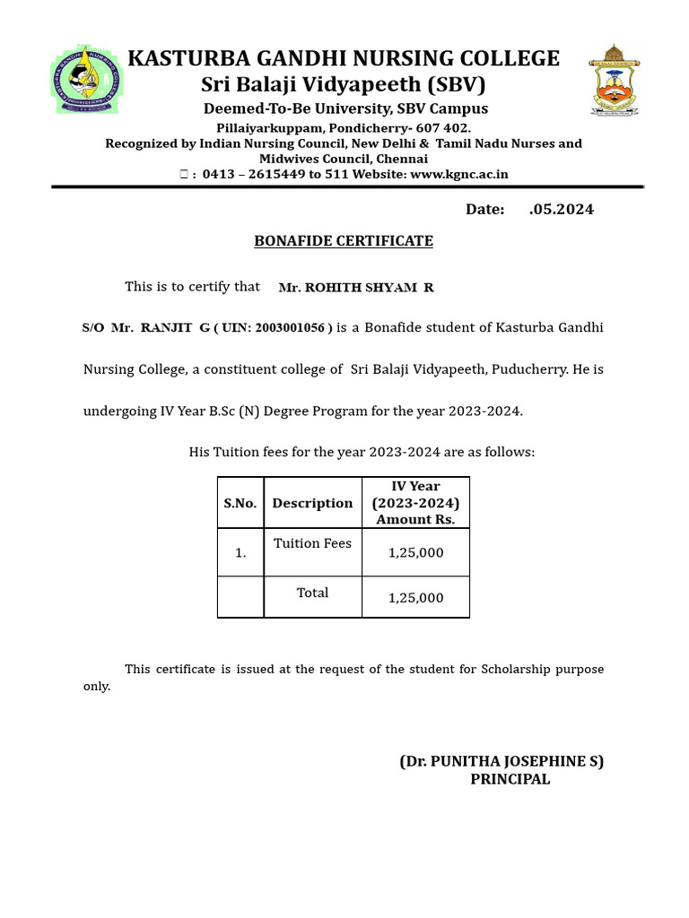 Scholarship Certificate for Nursing Student | PDF