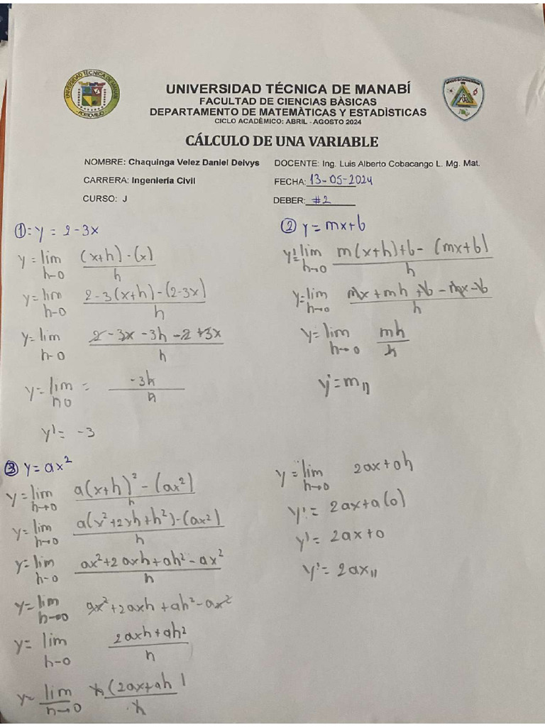 Deber #2 calculo de una variable | PDF
