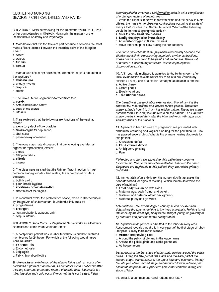 Obstetric Nursing Drills & Ratios Guide | PDF | Menstrual Cycle ...