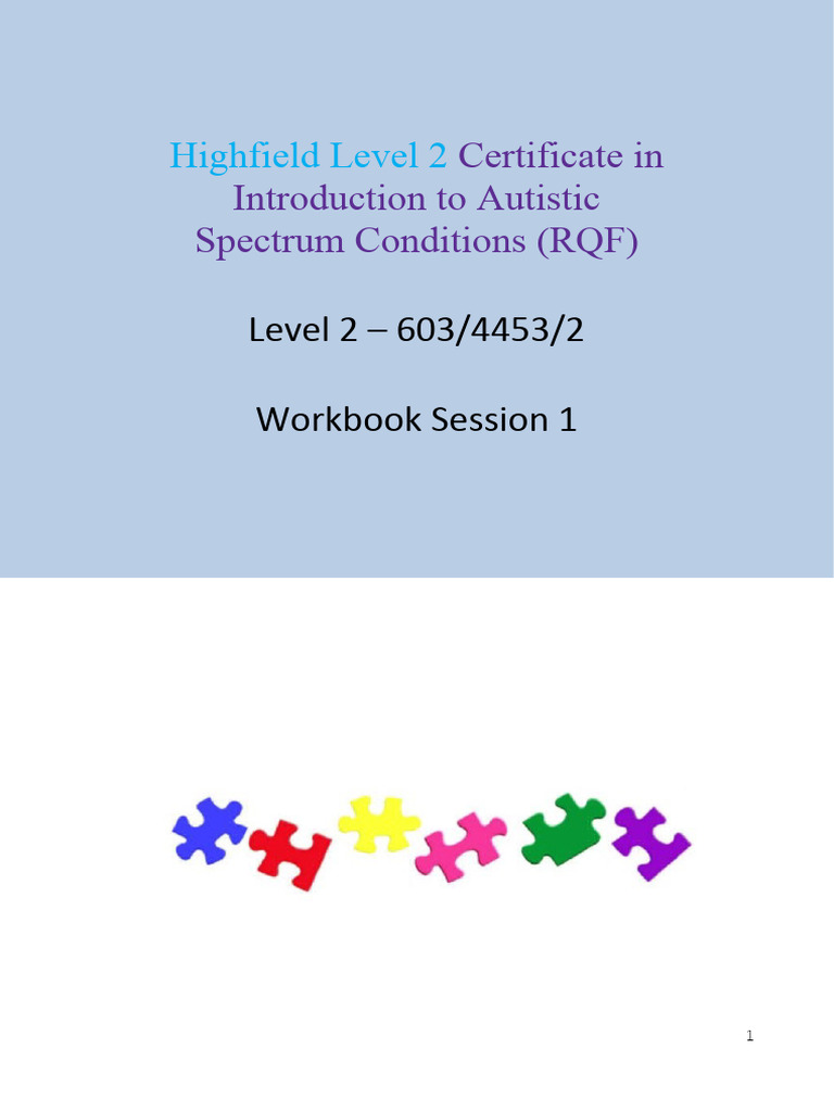 Highfield Autism Workbook Unit 1 | PDF | Autism Spectrum | Asperger ...