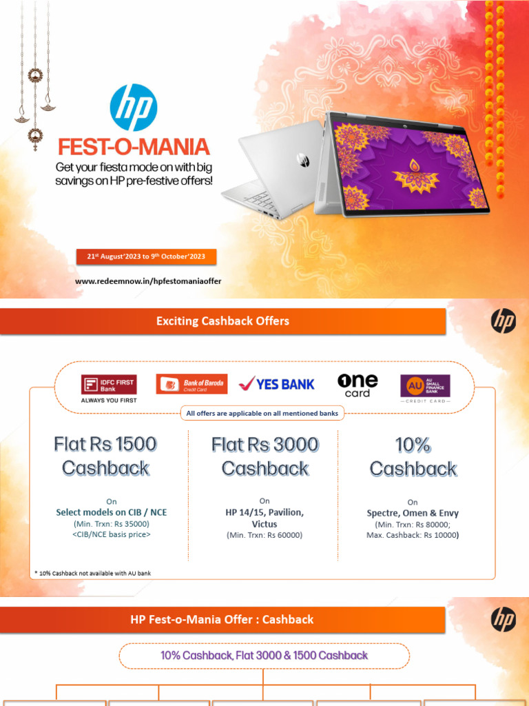 HP Fest-o-Mania Cashback Offers 2023 | PDF | Payments | Hewlett Packard