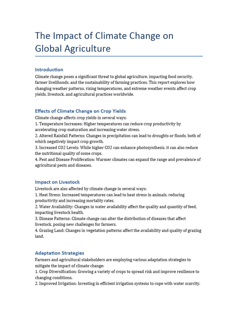 Climate Change Effects on Agriculture | PDF | Agriculture | Climate Change