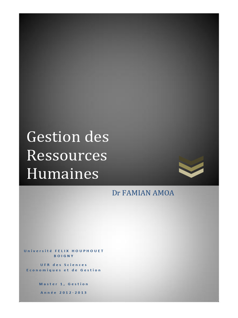 Gestion des Ressources Humaines 2012-2013 | PDF | Recrutement | Gestion ...