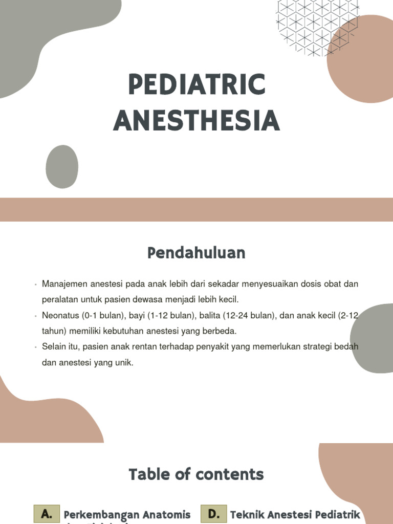 Anestesi Pediatrik: Pendekatan dan Risiko | PDF
