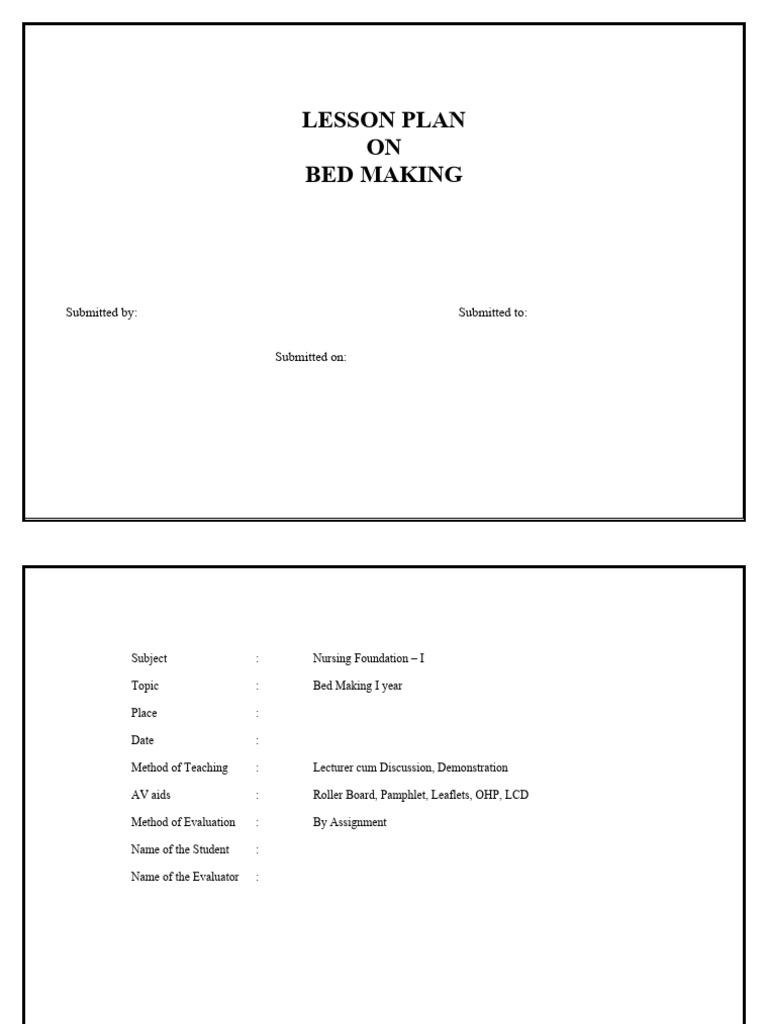 Lesson Plan | PDF | Bed | Lesson Plan