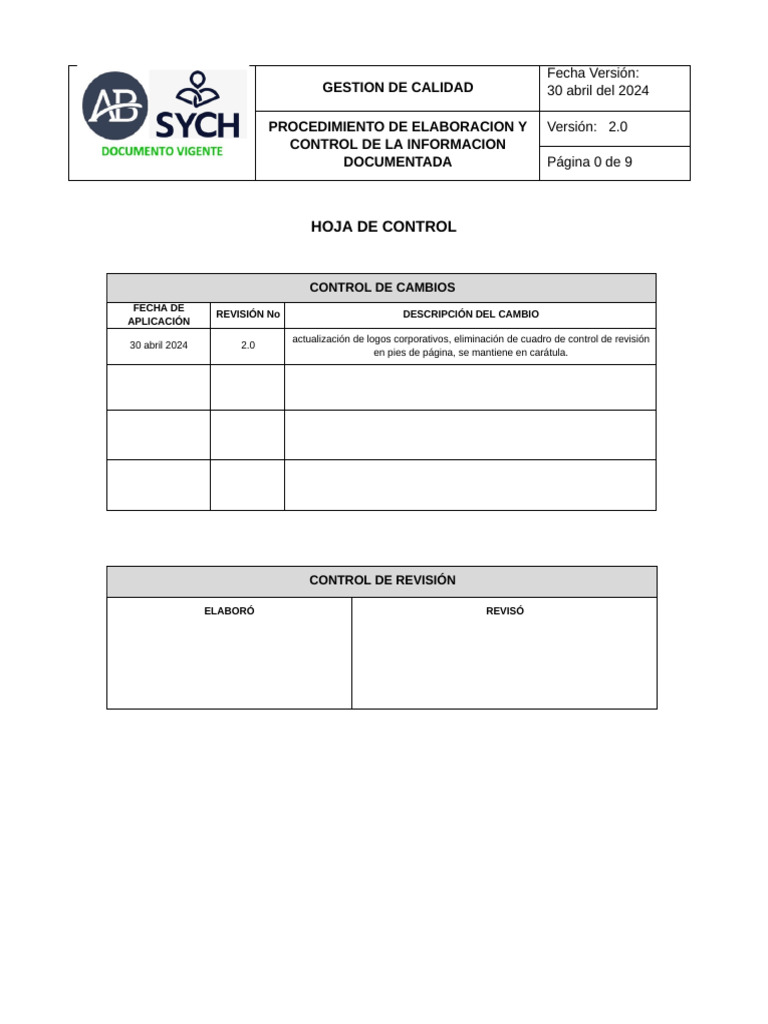 Proc Control de Documentos y Registros- Rdo CSG v 2.0 | PDF | Sistema ...