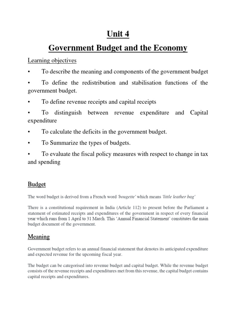 Understanding Government Budget Components | PDF | Government Budget ...