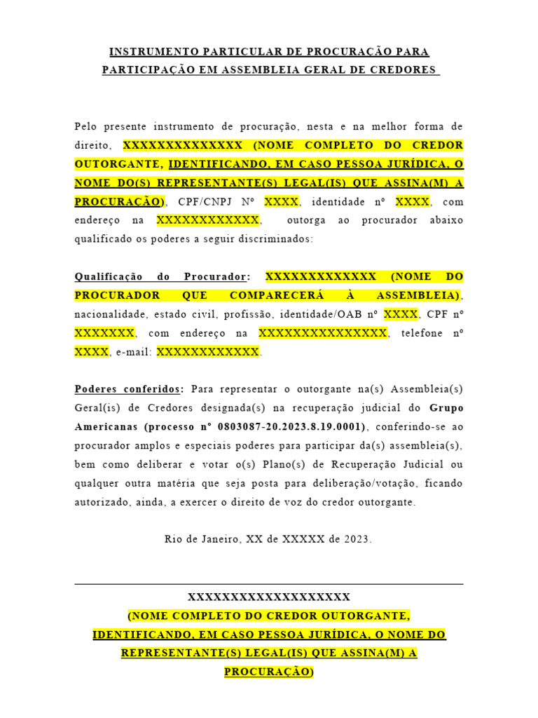 Modelo De Procuracao Processo