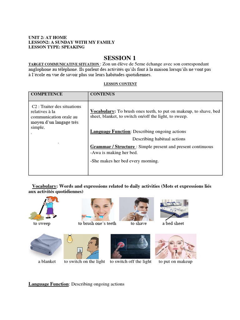 Unité 2 Leçon 2 Pdf Workweek And Weekend Linguistics