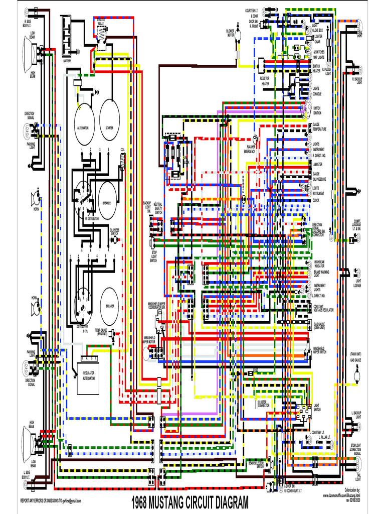 68 Mustang Wiring Diagrams (Colorized) | PDF | Switch | Fuse (Electrical)