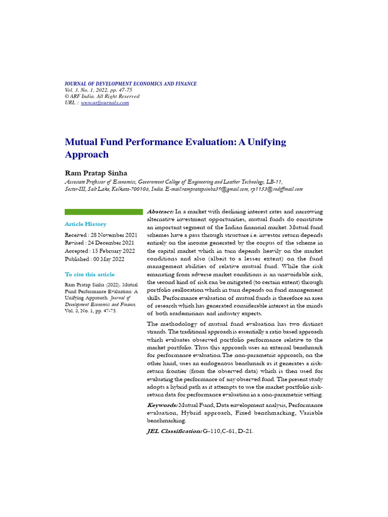 Evaluating Mutual Fund Performance | PDF | Modern Portfolio Theory ...