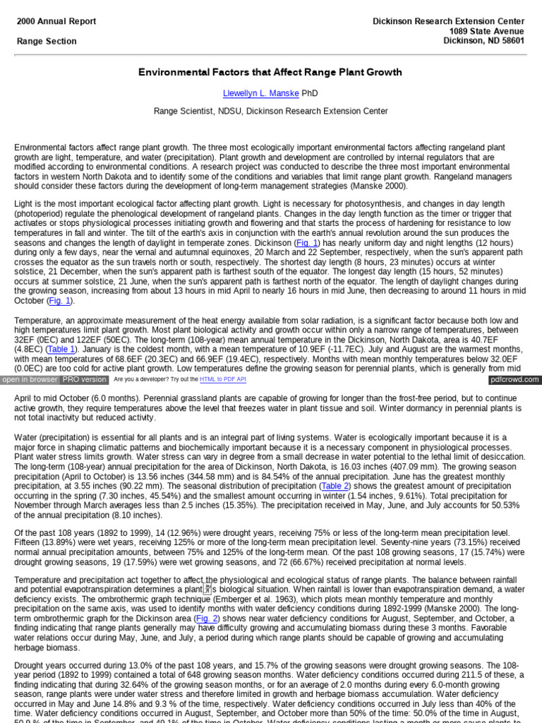 Environmental Factors in Range Plant Growth | PDF | Precipitation | Nature