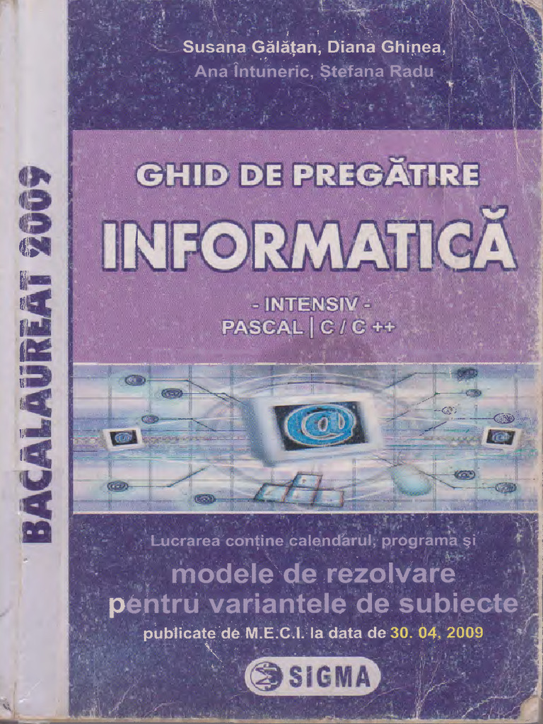 Ghid de Pregatire Informatica Programare Bacalaureat Subiecte Intensiv ...
