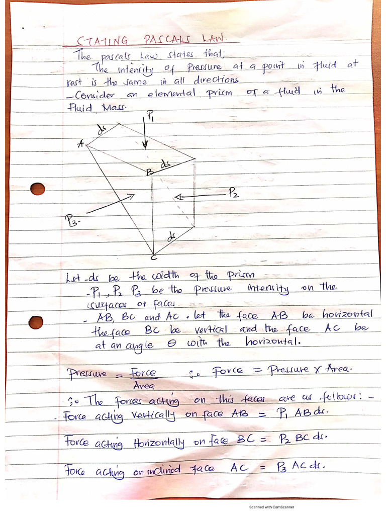 Water Supply Hydrostatic Forces Notes Pdf