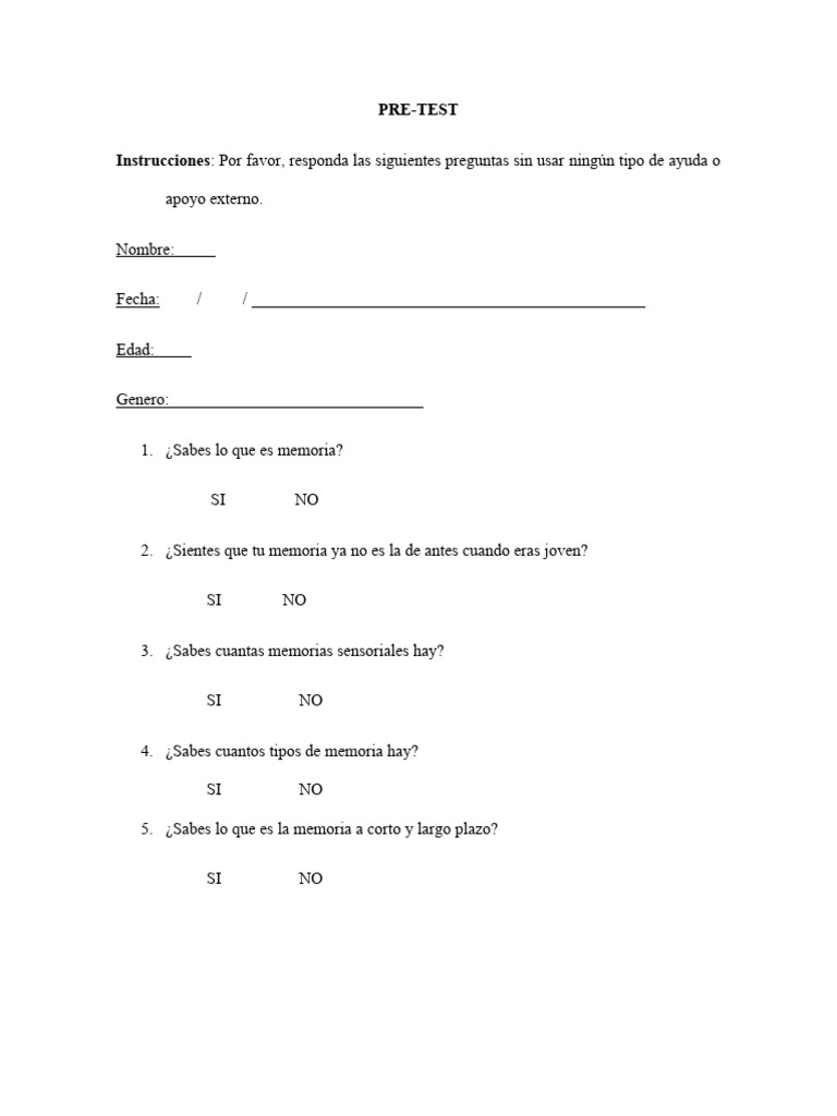 Pre Test | PDF