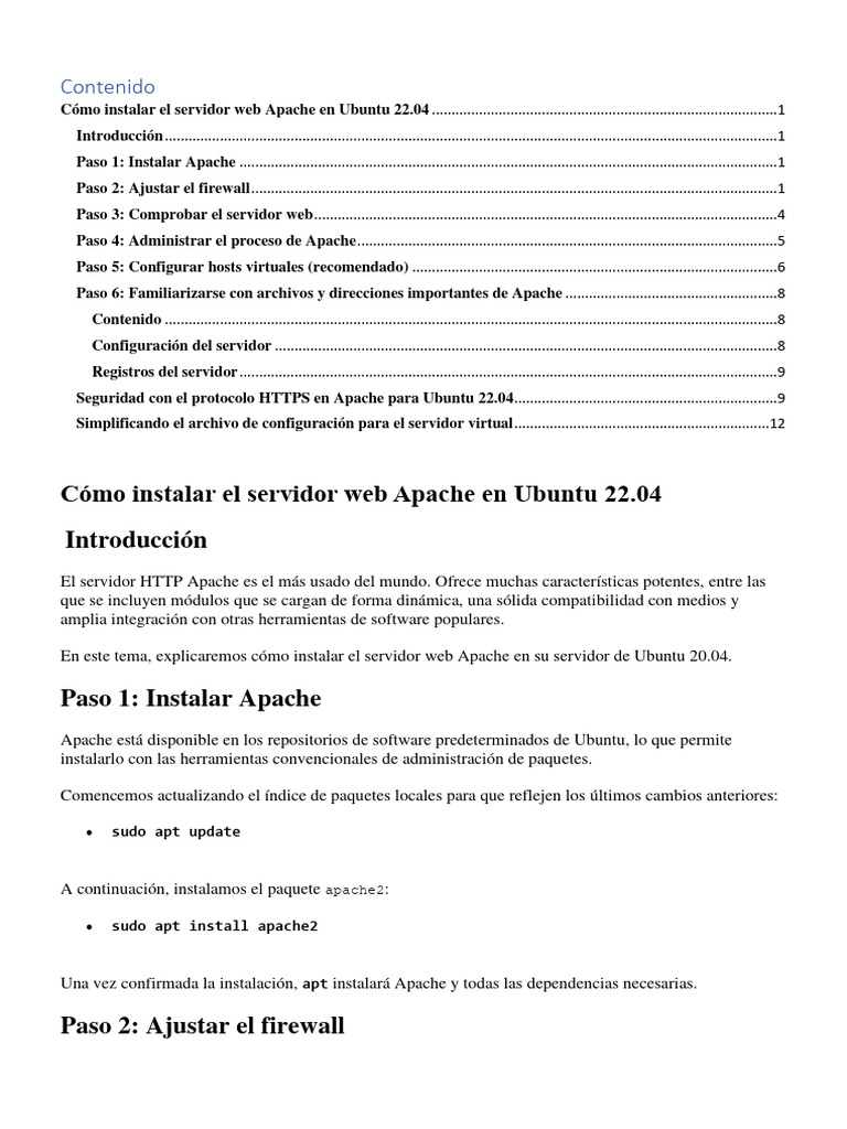 Instalar Apache en Ubuntu 22.04 | PDF | Servidor HTTP Apache | Red mundial