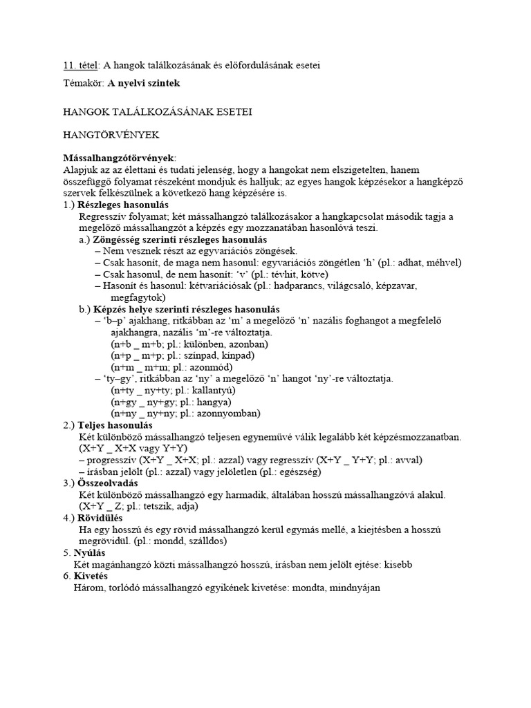 A Hangok Találkozásának És Előfordulásának Esetei | PDF