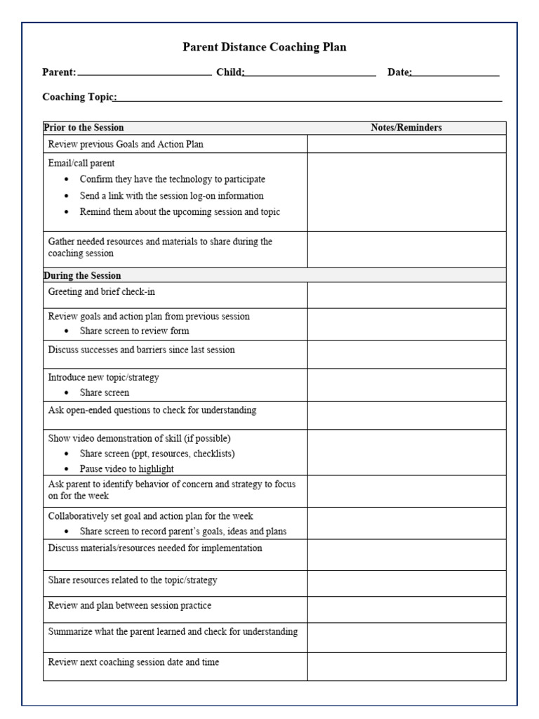 Parent Coaching Session Framework | PDF
