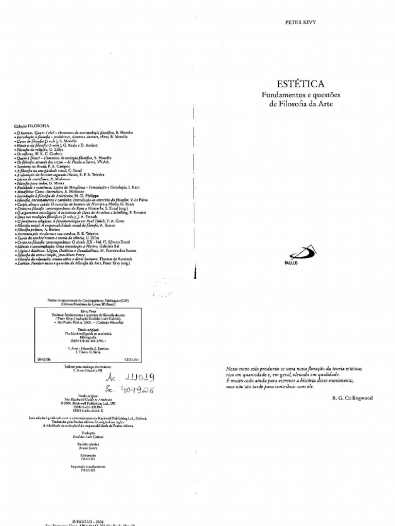 2 peter kivy est tica fundamentos e quest es de filosofia da arte