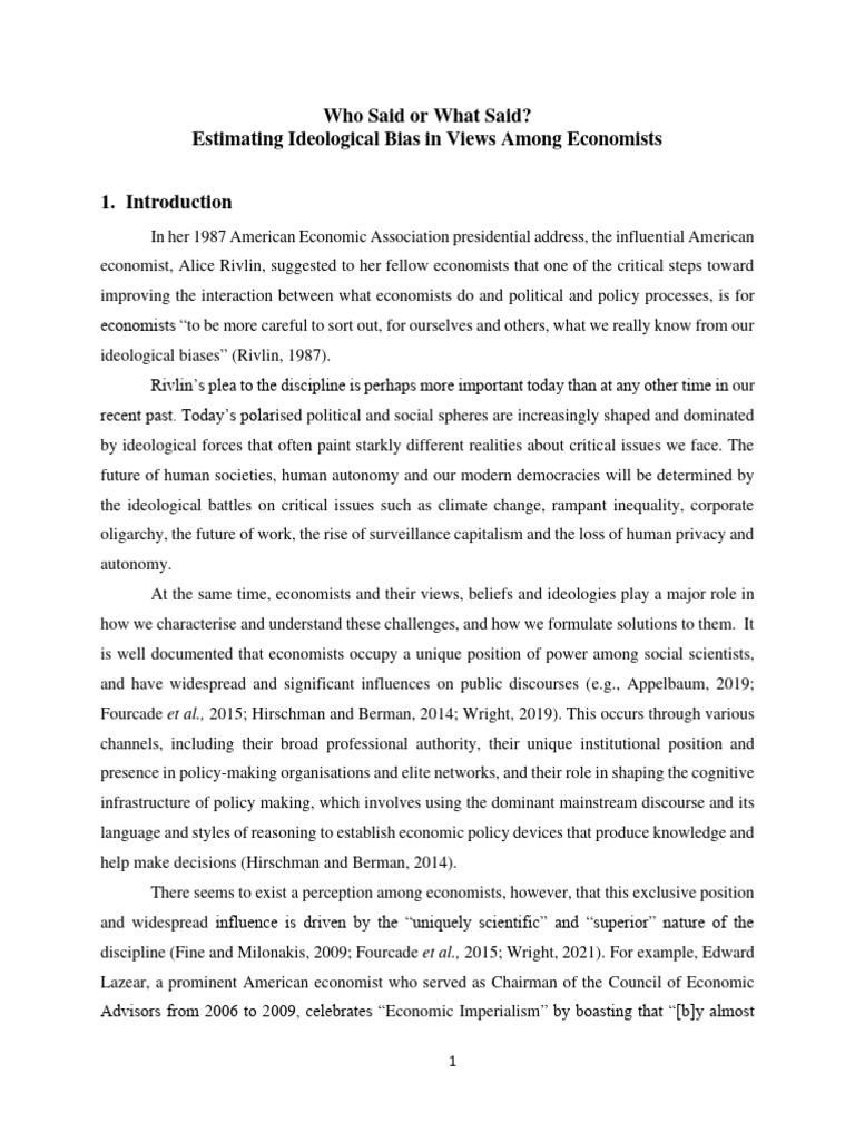 Ideological Bias in Economics Explored | PDF | Survey Methodology | Bias