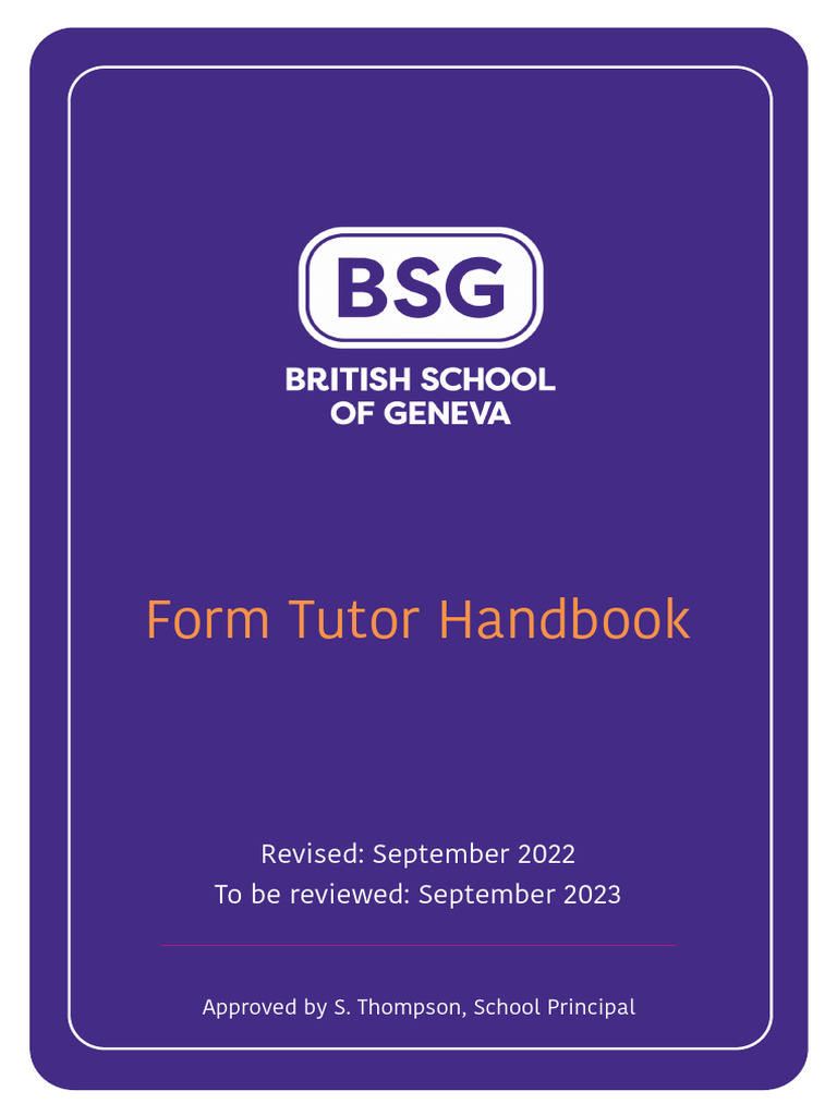 BSG Form Tutor Handbook 2022 2023 | PDF | Teachers