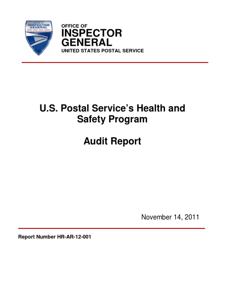 OIG Audit of USPS Health and Safety Program PDF Occupational Safety