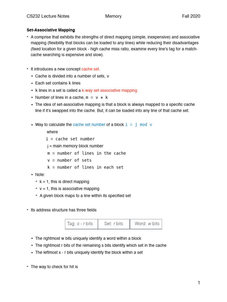 Cache Memory Set-Associative Mapping | PDF | Cpu Cache | Digital ...