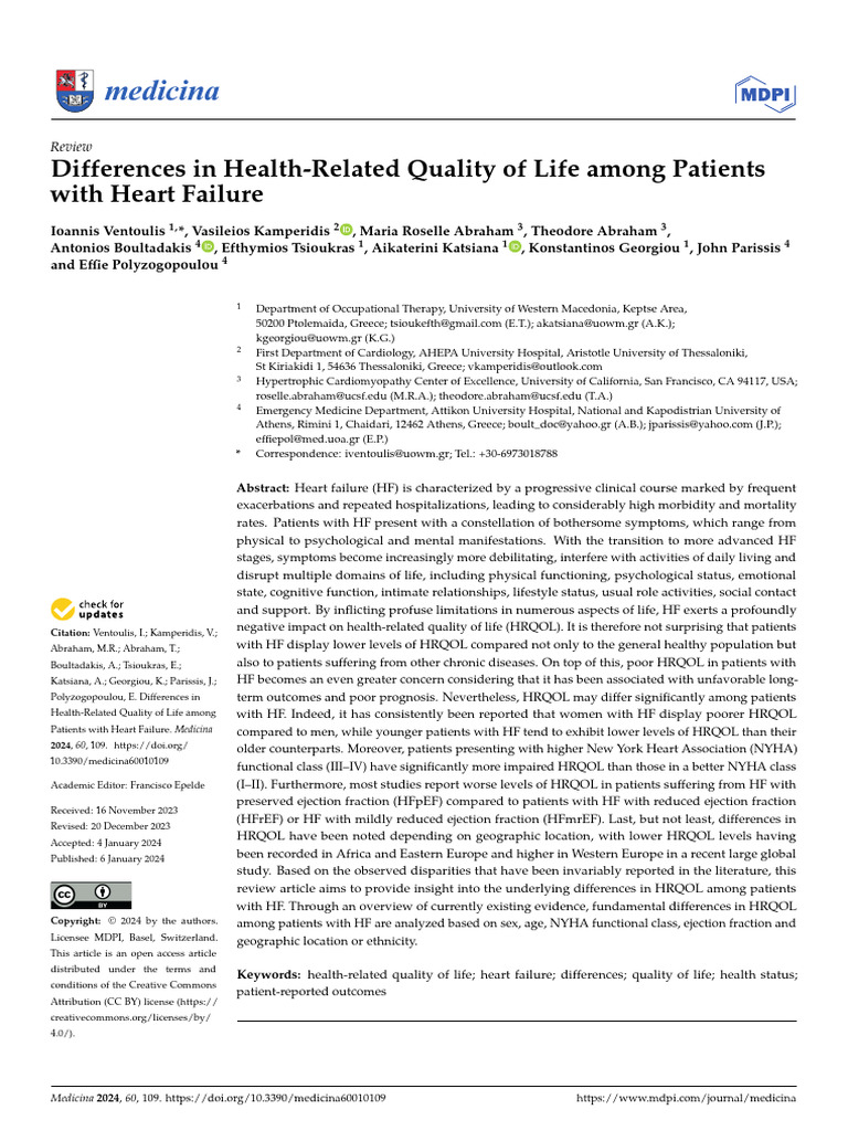 Heart Failure: Quality of Life Disparities | PDF | Heart Failure ...
