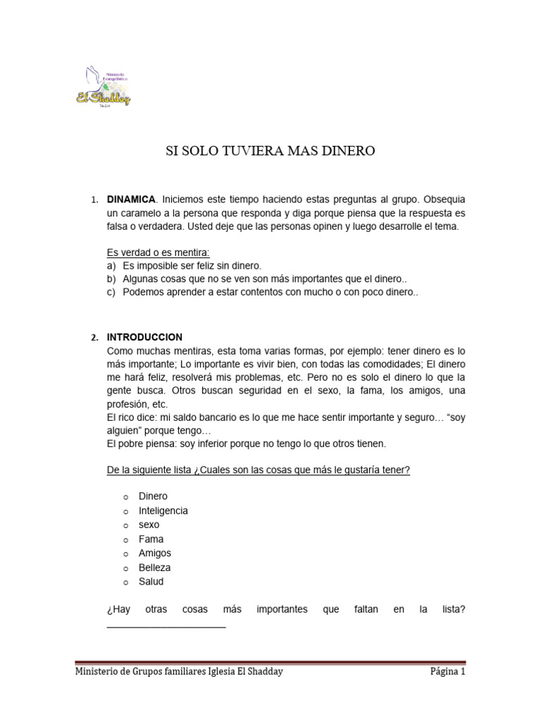 Si Solo Tuviera Mas Dinero | PDF | Verdad
