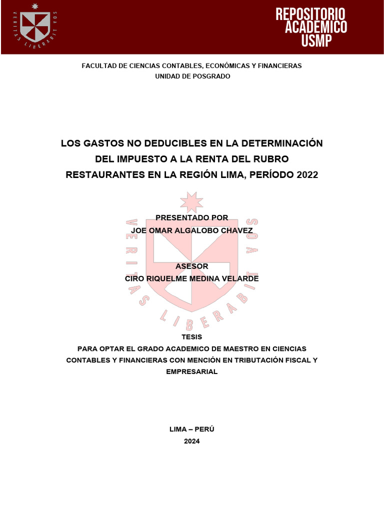 Los Gastos No Deducibles en La Determinación Del Impuesto A La Renta ...
