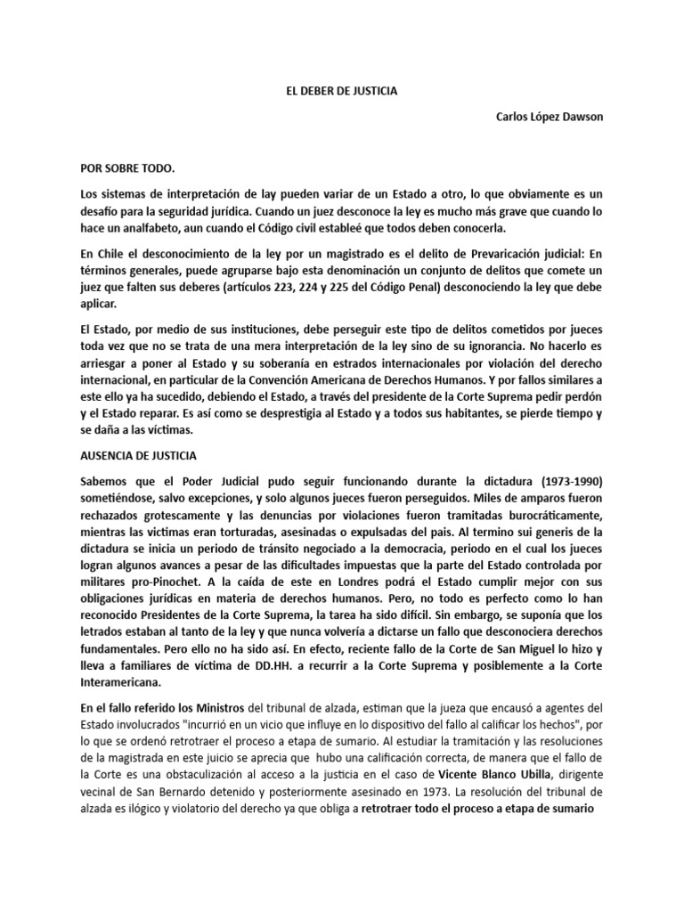 El Deber de Justicia | PDF | Derechos humanos | Juez