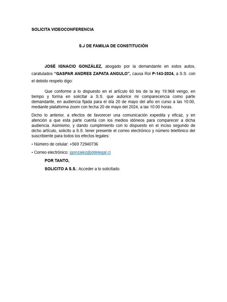 Solicita Audiencia Zoom Pdf