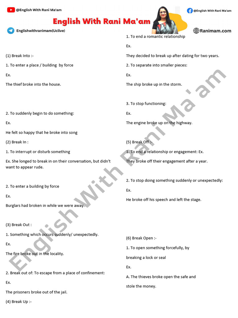 Phrasal Verb Break Pdf