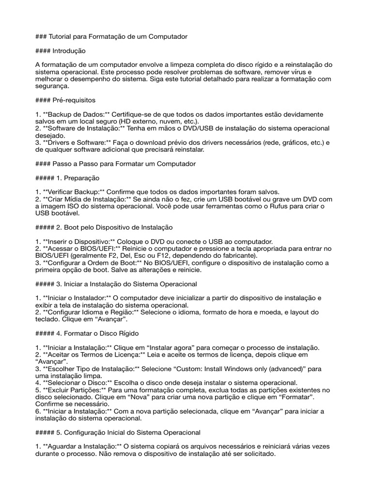 Guia Completo para Formatação de PC | PDF | Inicialização (informática ...