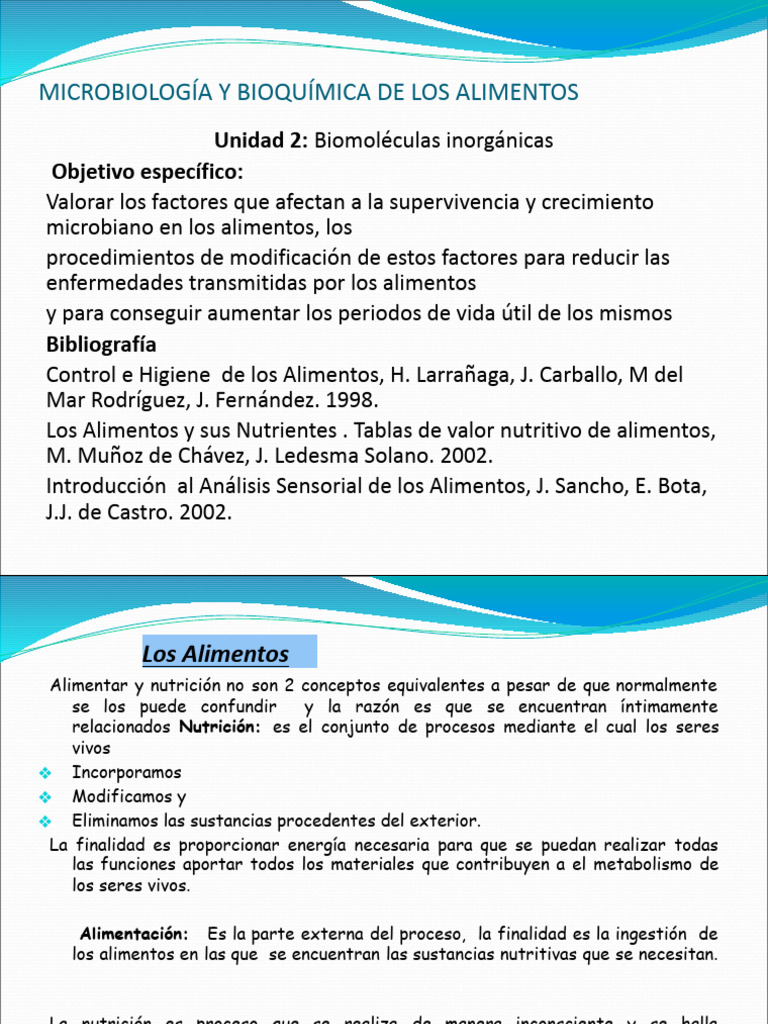 Unidar 2 Microbiologia y Bioquimica de Los Alimentos | PDF | Alimentos ...