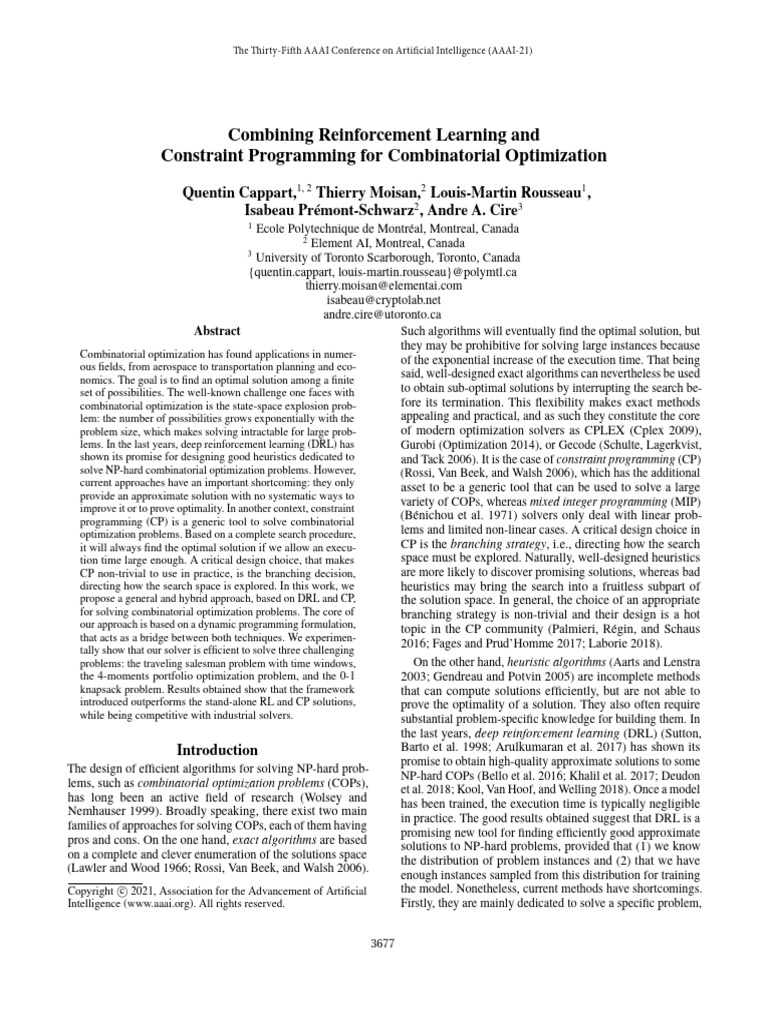 RL and CP for CO | Download Free PDF | Mathematical Optimization ...