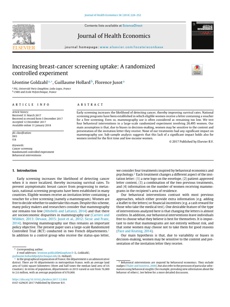 Boosting Breast Cancer Screening Uptake | PDF | Mammography | Screening ...